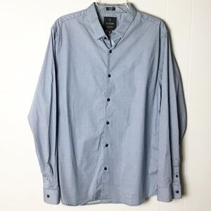 01.Algo Long Sleeve Button Shirt Men's Size L Tall Blue Slim